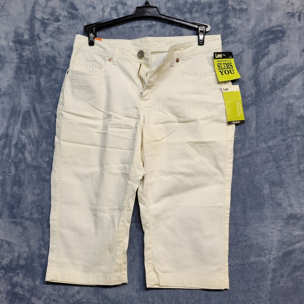 Lee Instantly‎ Slims You Natural Fit Skimmer Capri Pants White Stretch 10P